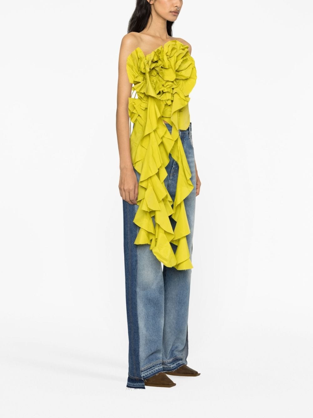 panelled wide-leg jeans - 3