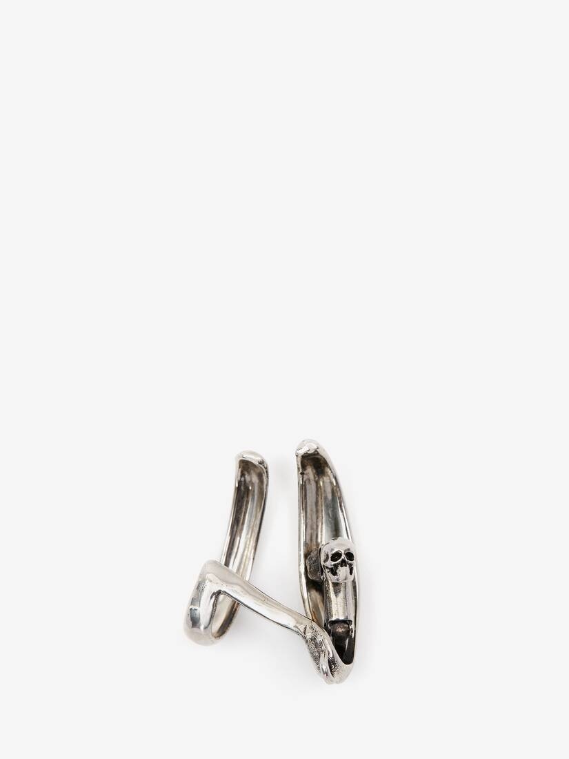 Men's Double Hoop Single Earring in Antique Silver - 3