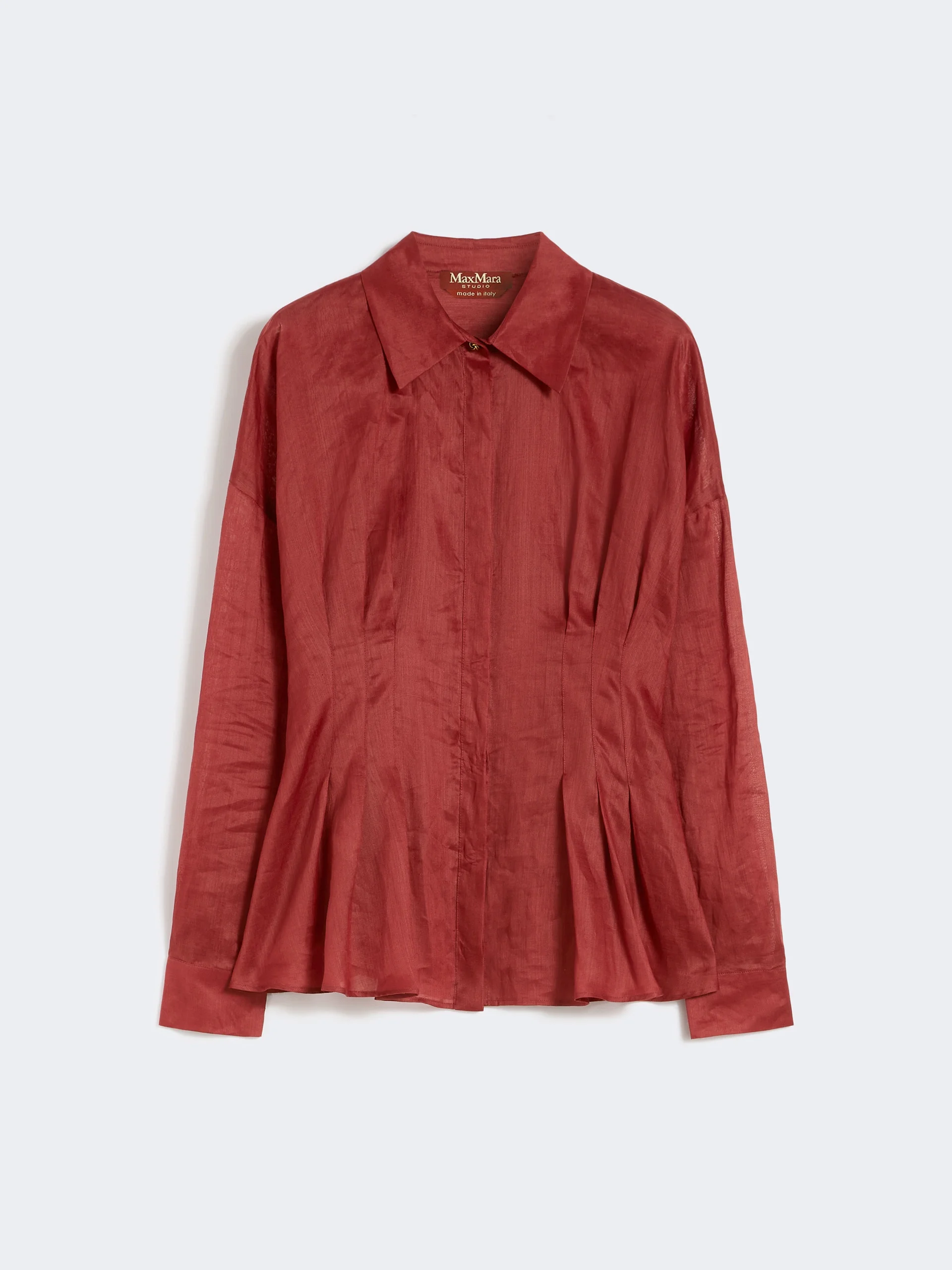 ORA Long-sleeved ramie canvas shirt - BRICK RED - 1
