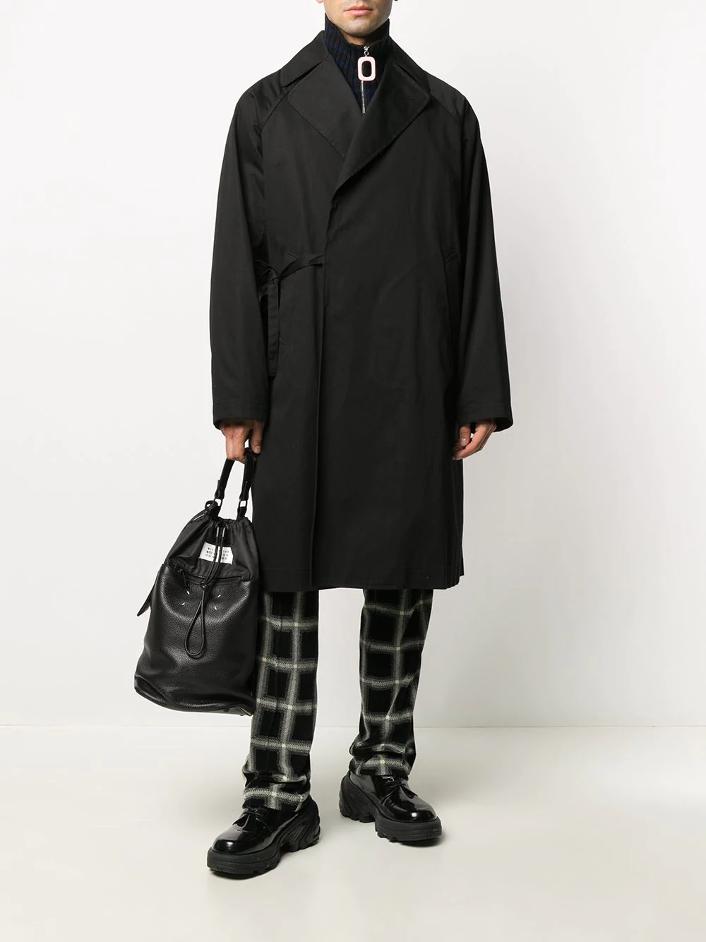 oversized side-tie fastening coat - 2