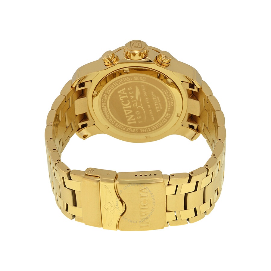 Invicta - Invicta Pro Diver Chronograph Green Dial 18kt Gold-plated Men's Watch 0075 - 3
