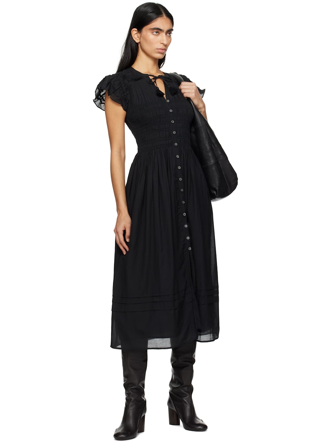 Black Nomi S/S Midi Dress - 4