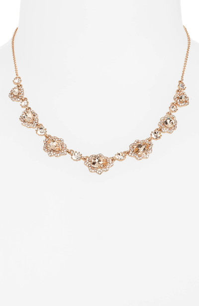 Marchesa Pear Crystal Halo Frontal Necklace in Rose Gold/Silk outlook