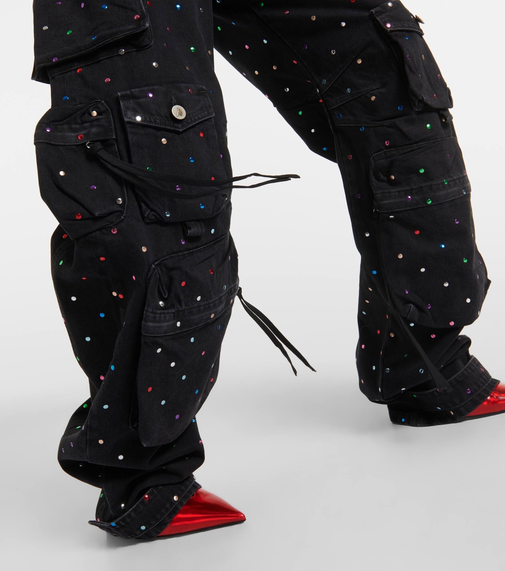 Fern studded mid-rise cargo jeans - 5
