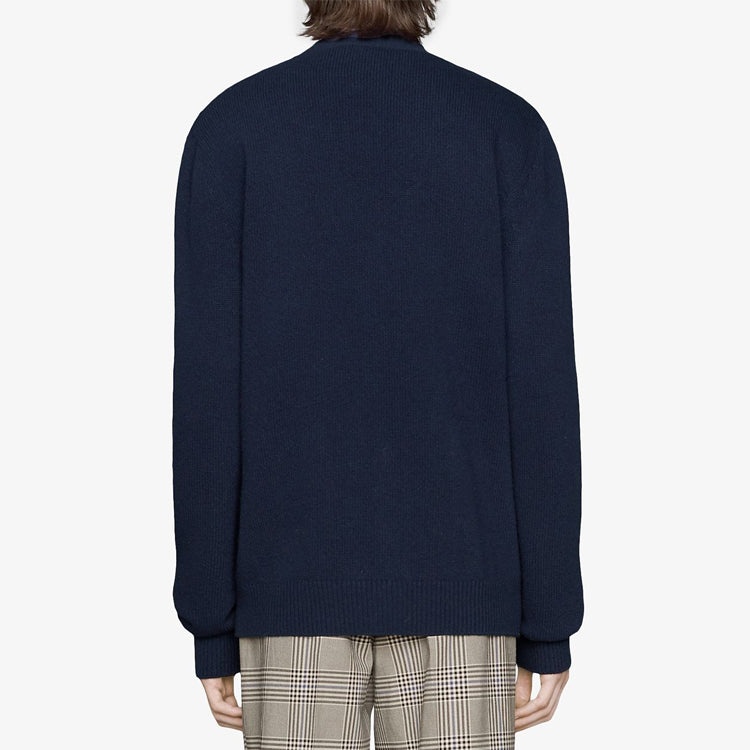 Gucci GG Checked Jacquard Cashmere Sweater For Men Navy 577232-XKAUZ-4548 - 4