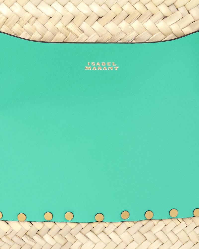 CADIX RAFFIA AND LEATHER BASKET BAG - 3