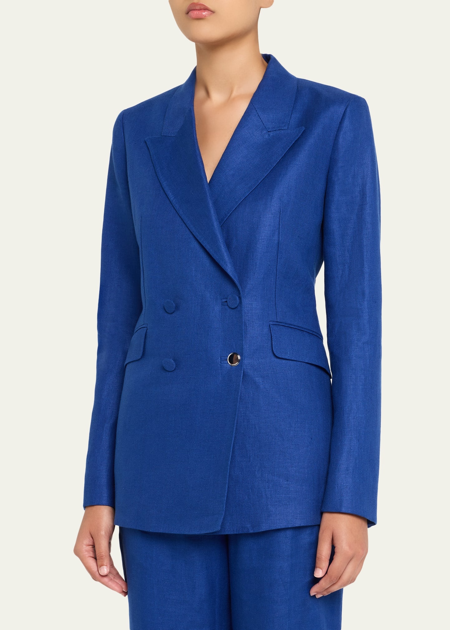 Angela Linen Double-Breasted Blazer - 4