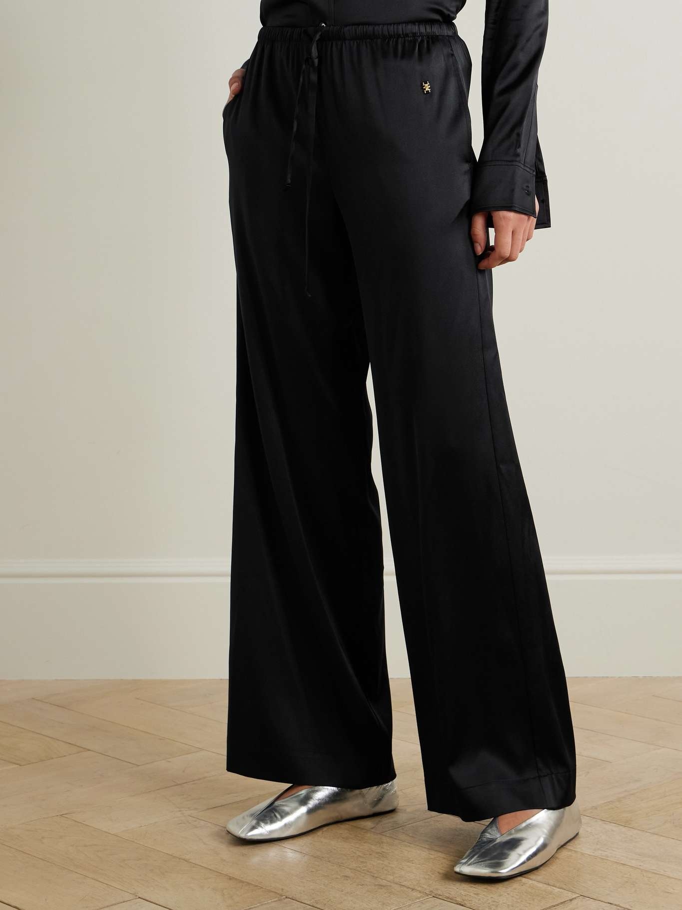 Brody silk-satin wide-leg pants Black - 3