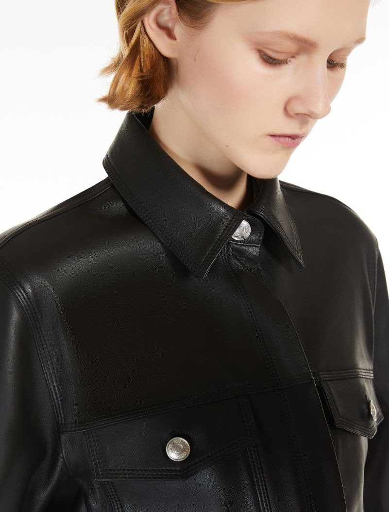 Nappa-leather oversized shirt - 5