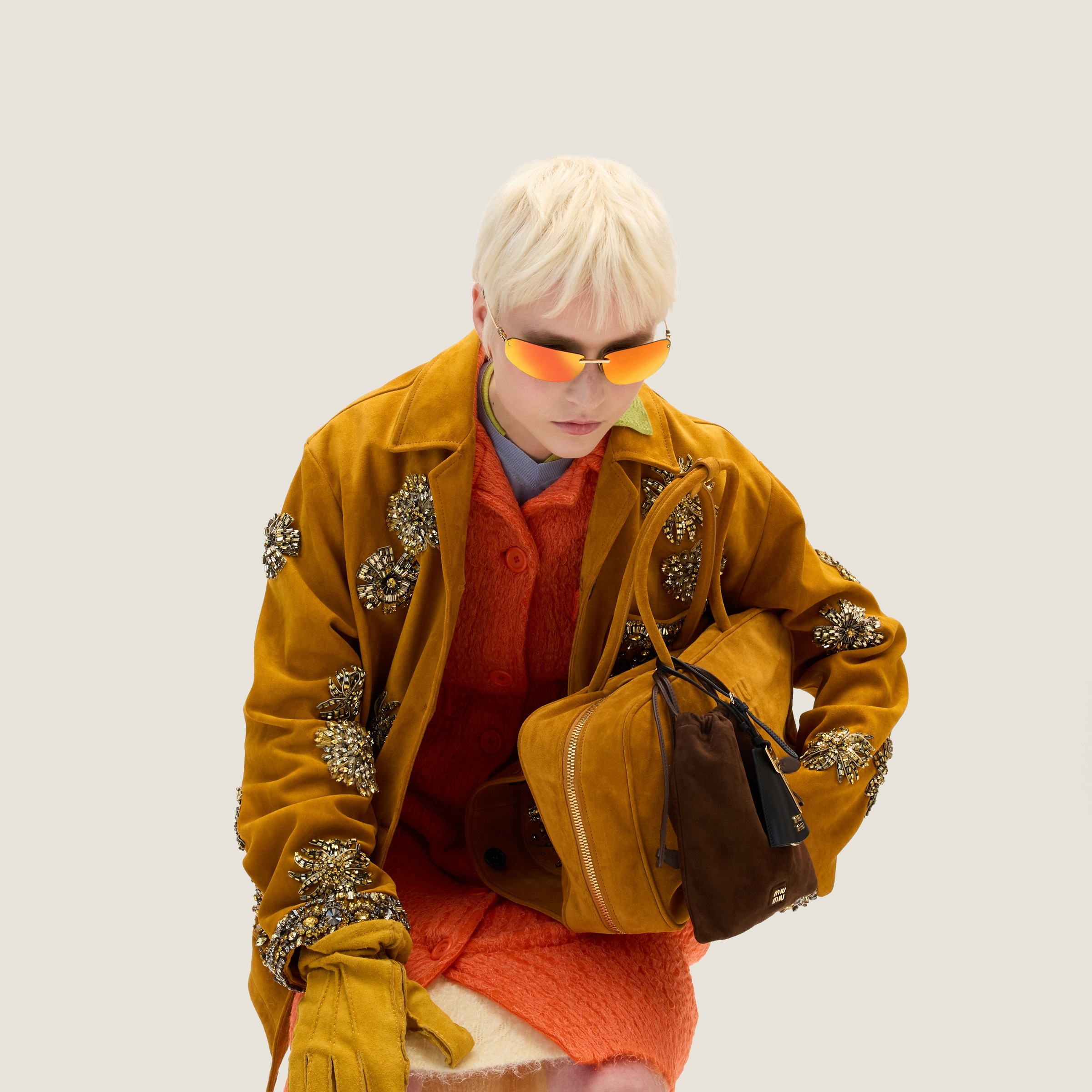 Embroidered suede jacket - 4