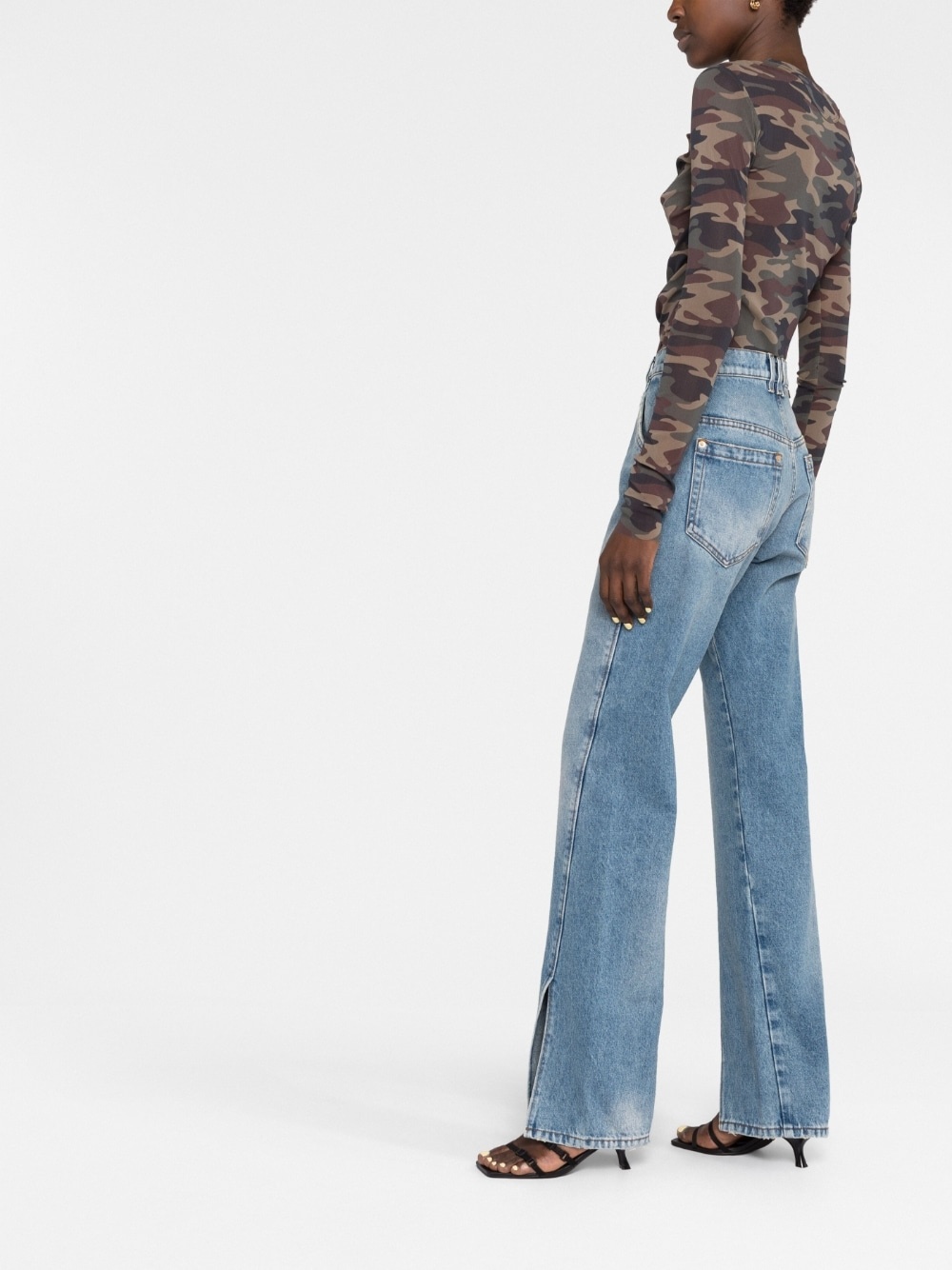 front-slits bootcut jeans - 4