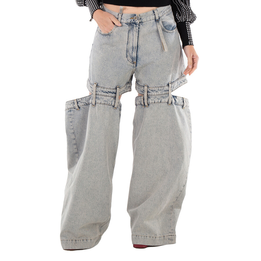 The Attico Ladies Grey Denim Ashton Long Pants - 3