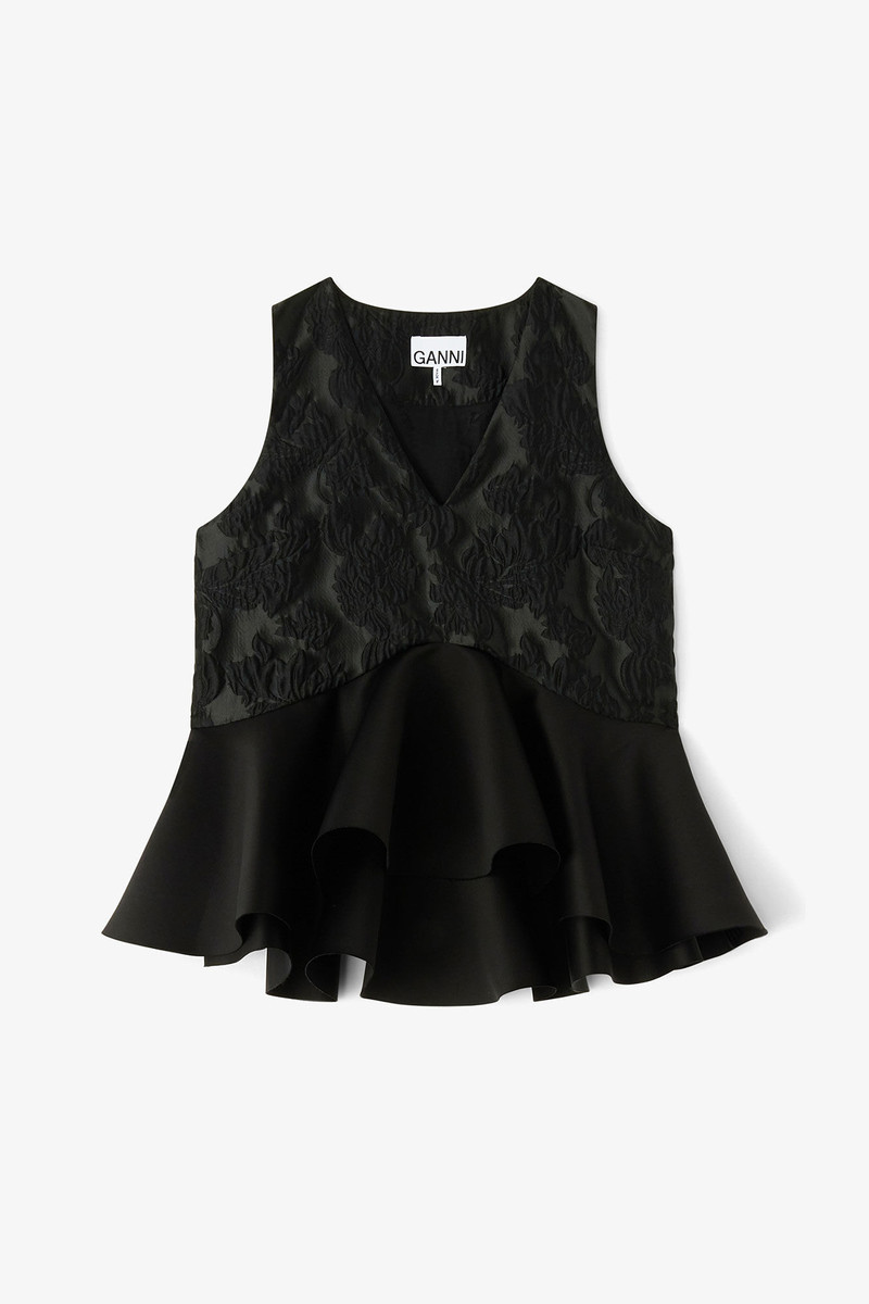 SATIN CLOQUE PEPLUM TOP 1