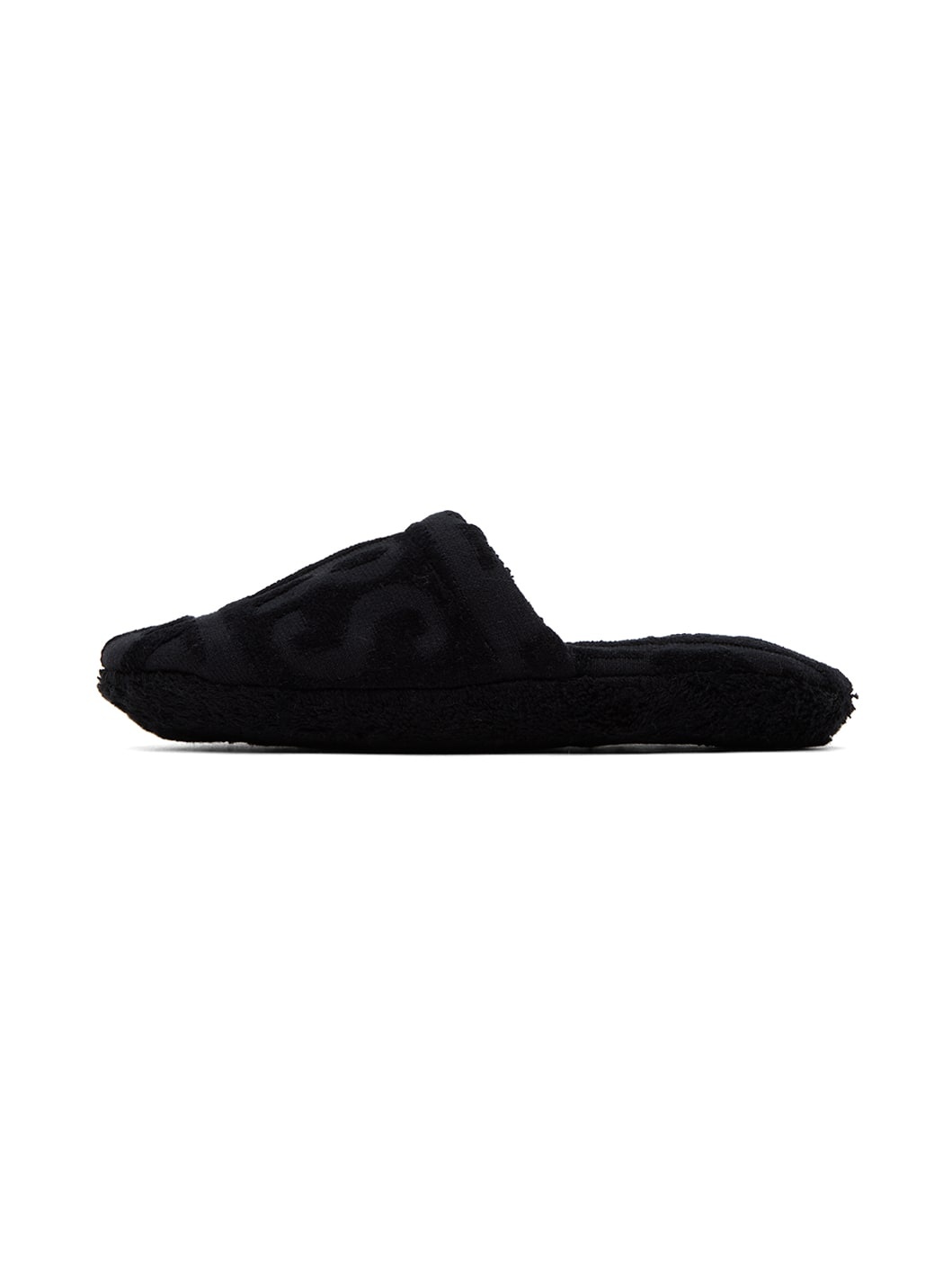 Black Allover Towel Slippers - 3