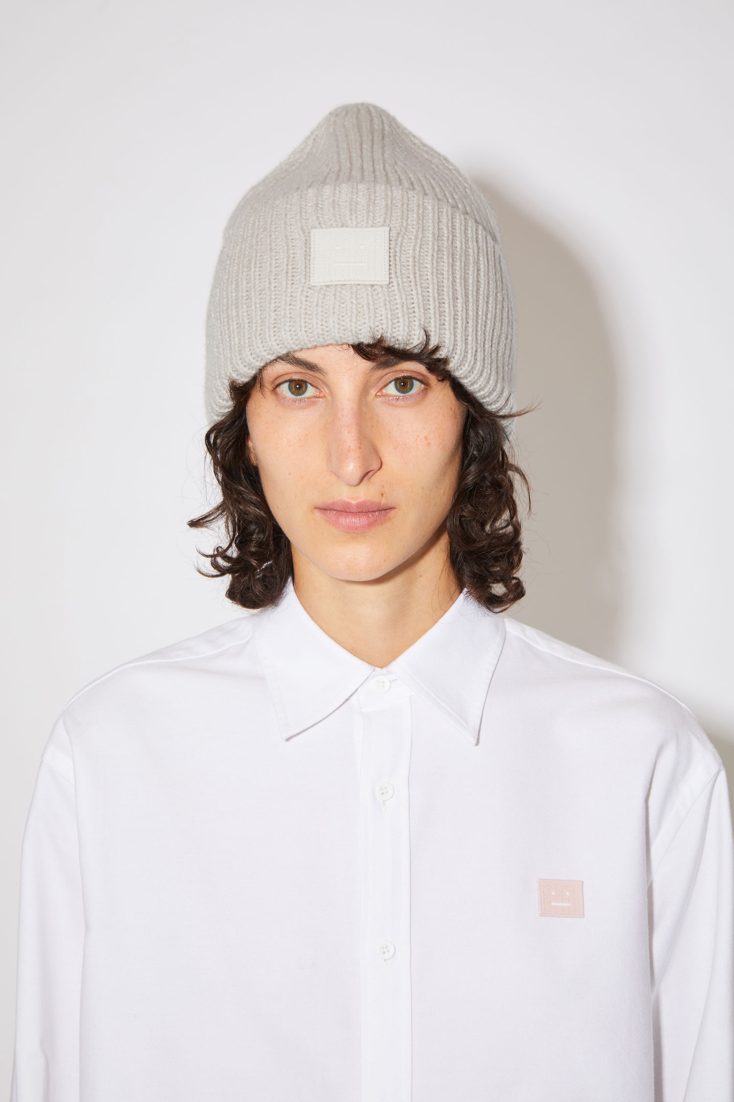 Rib knit beanie hat light grey melange - 2