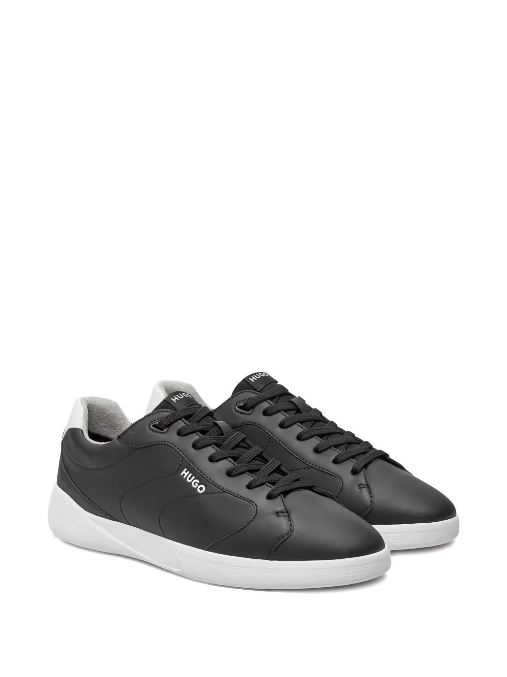 logo-detail leather trainers - 2