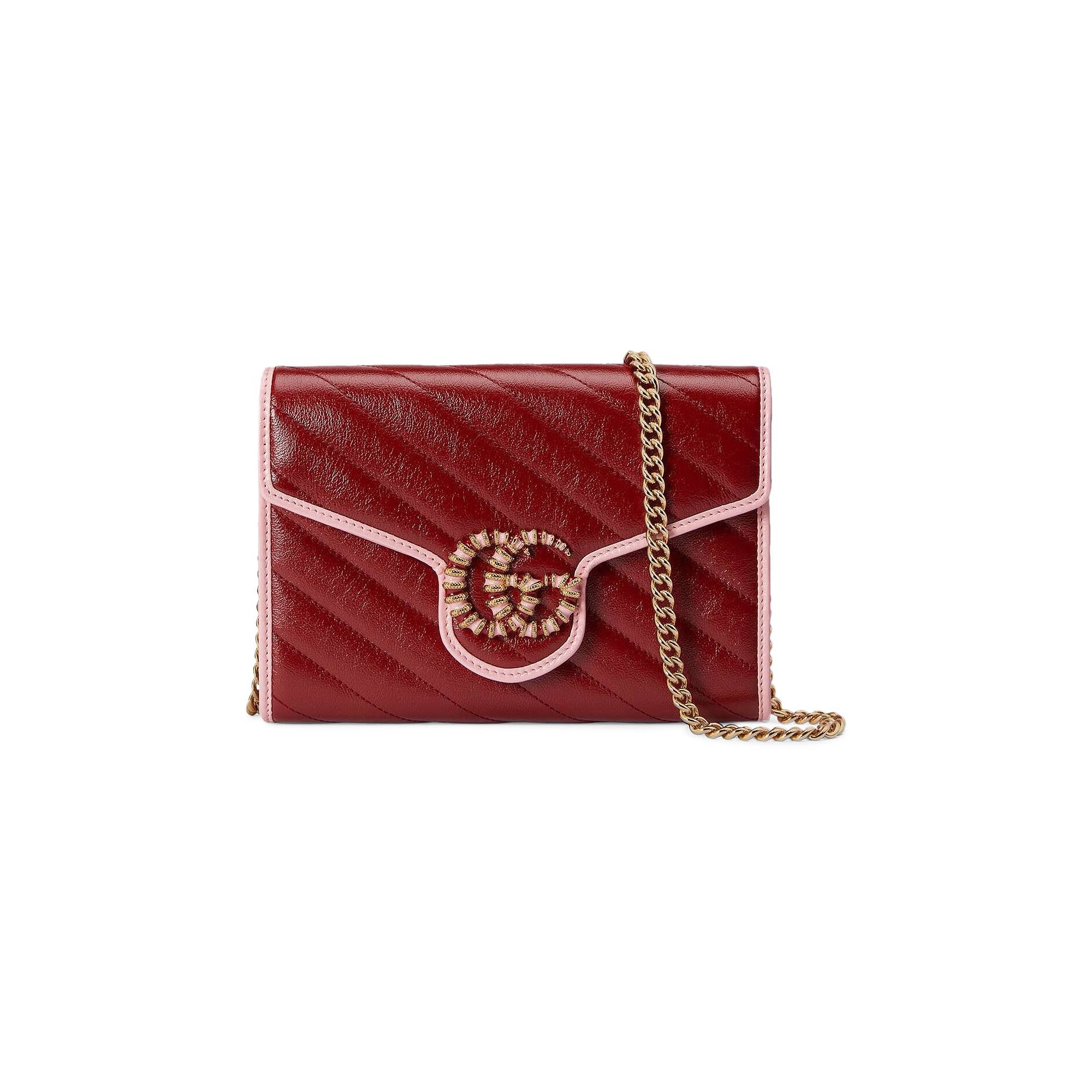 Gucci GG Marmont Mini Chain Bag 'Dark Red/Pastel Pink' - 1