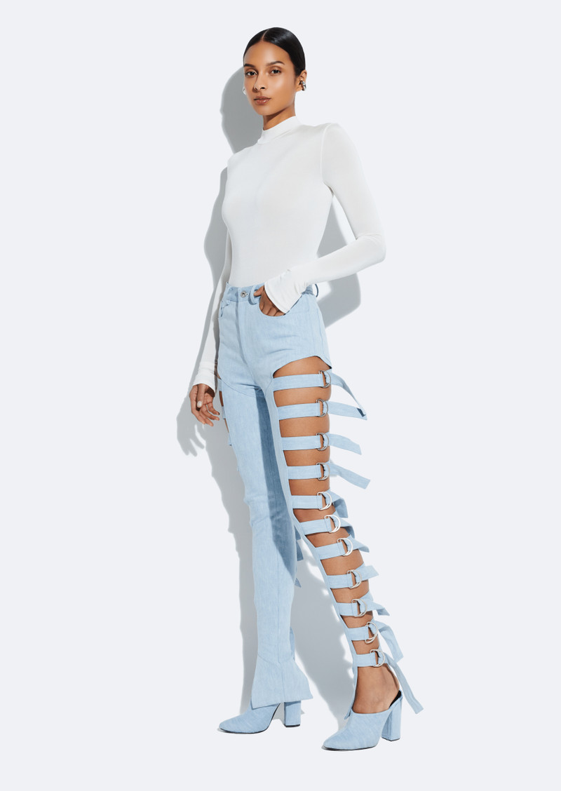 Washed Denim Side Buckle Pant 4