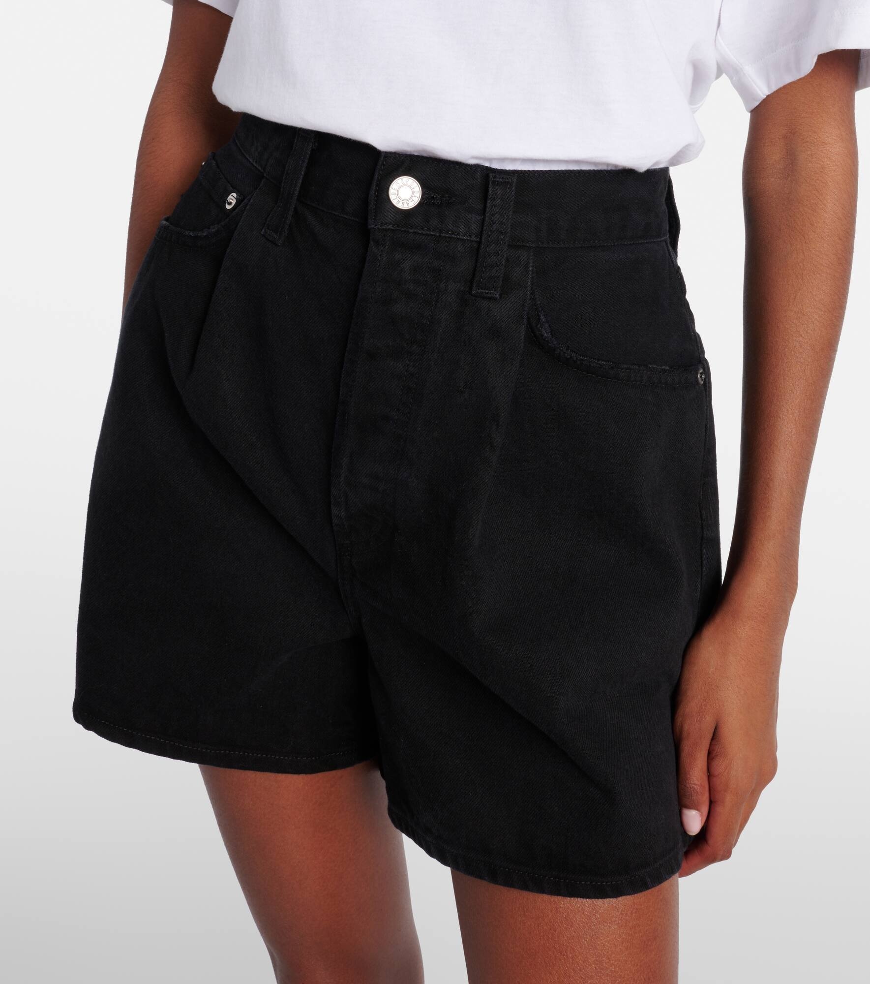 Rhoda pleated high-rise denim shorts - 4