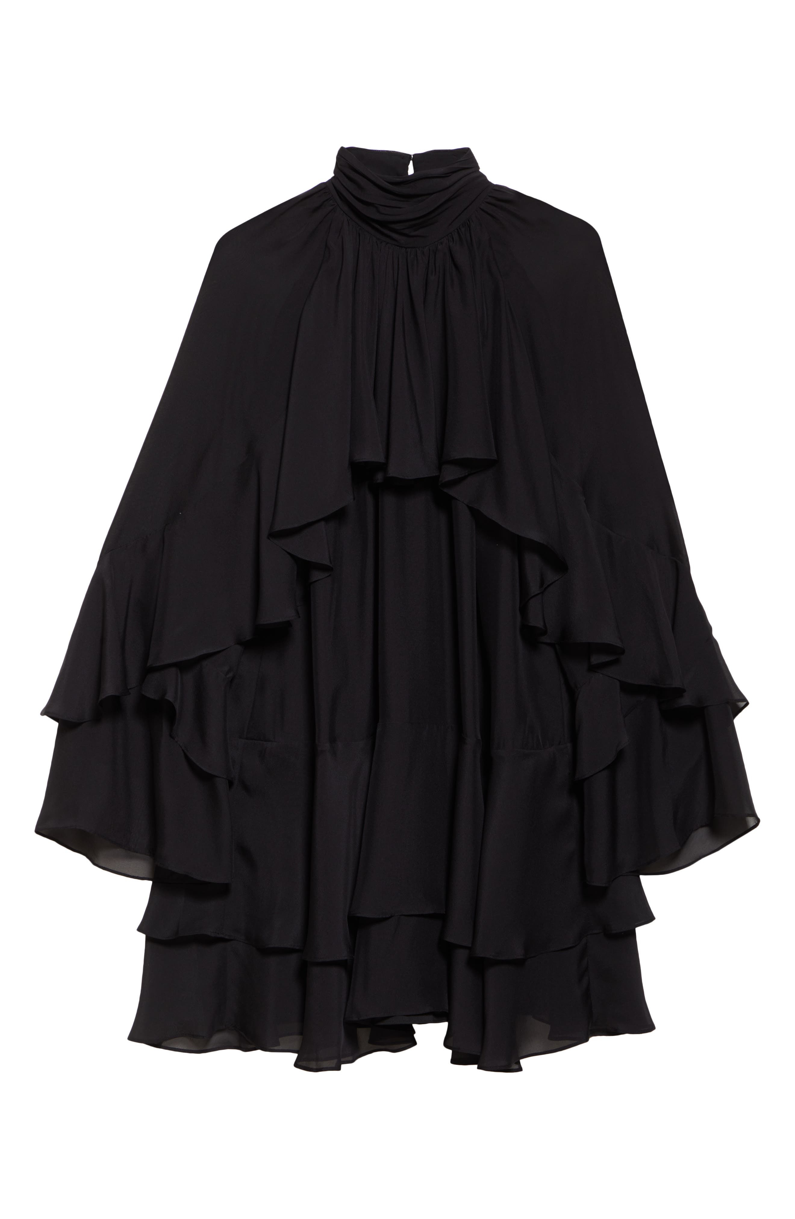 Veronica Beard Adlington Ruffle Detail Long Sleeve Silk Chiffon Dress in Black at Nordstrom - 5