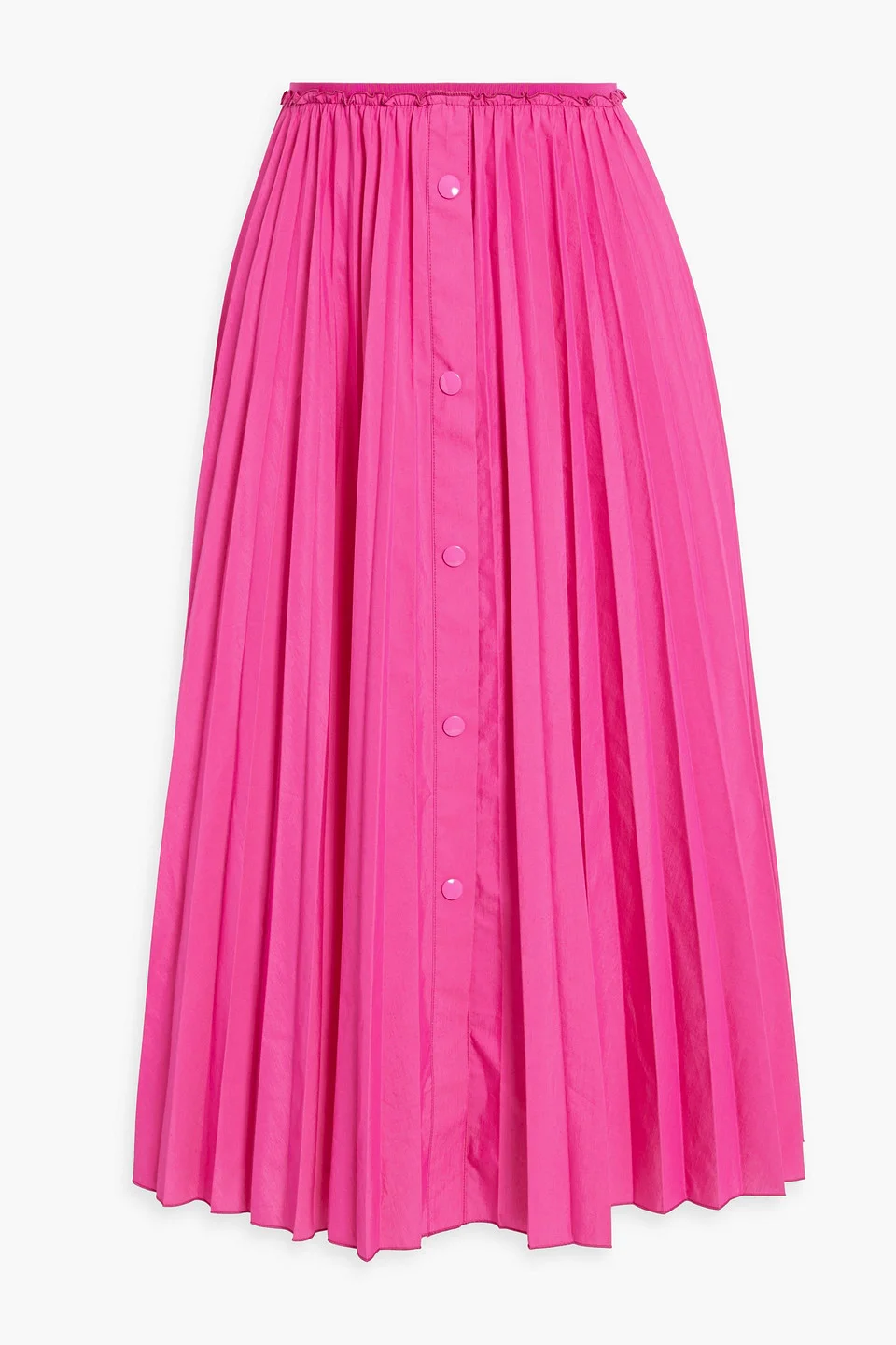 Pleated cotton-blend midi skirt - 1