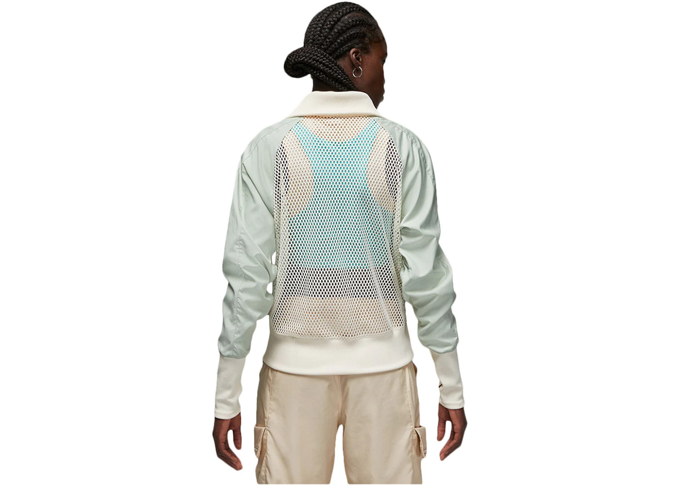 Jordan Womens Bephies Beauty Supply Track Jacket Dusty Sage/Pale Ivory - 2