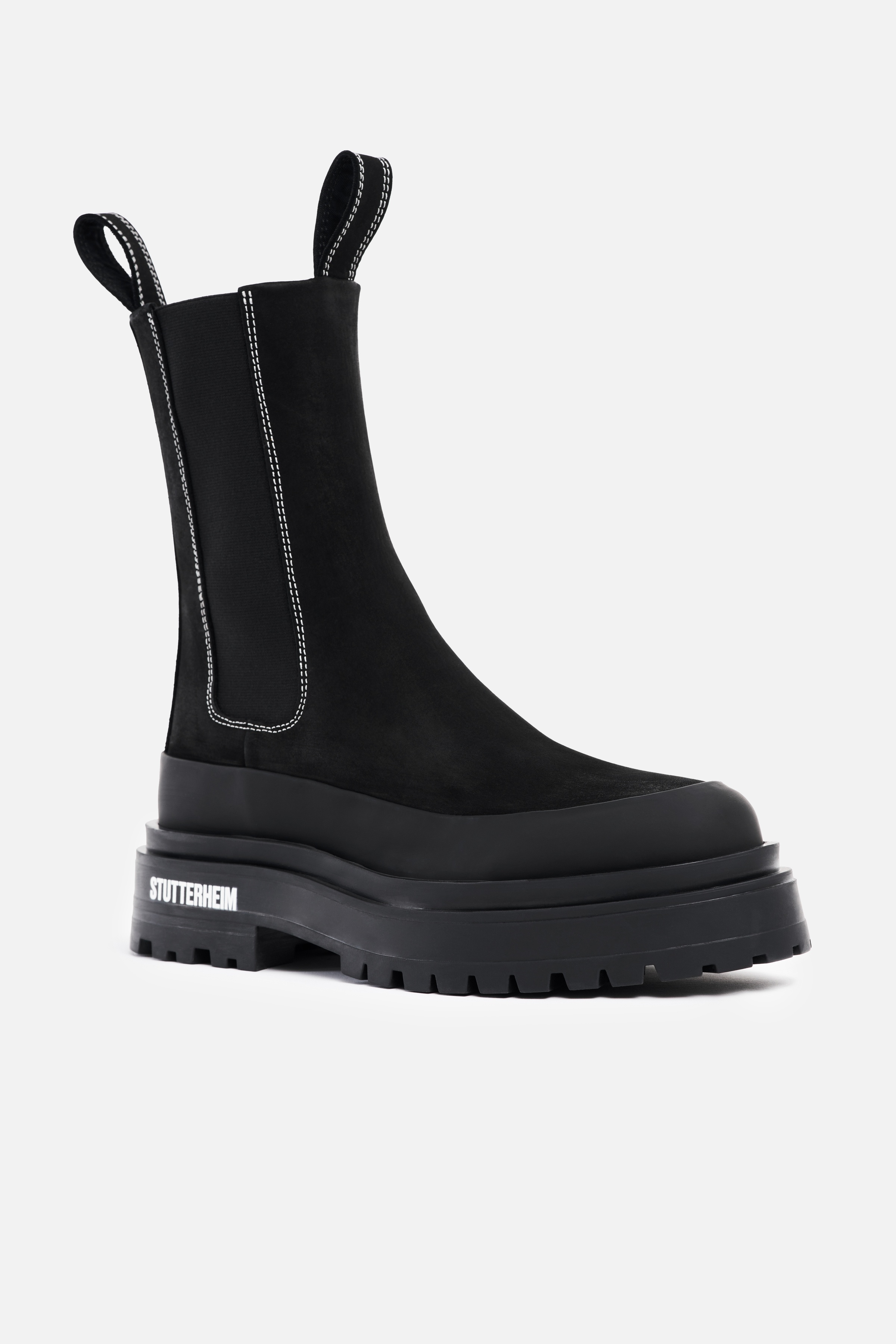 Stutterheim High Walker Nubuck Boots Black | REVERSIBLE