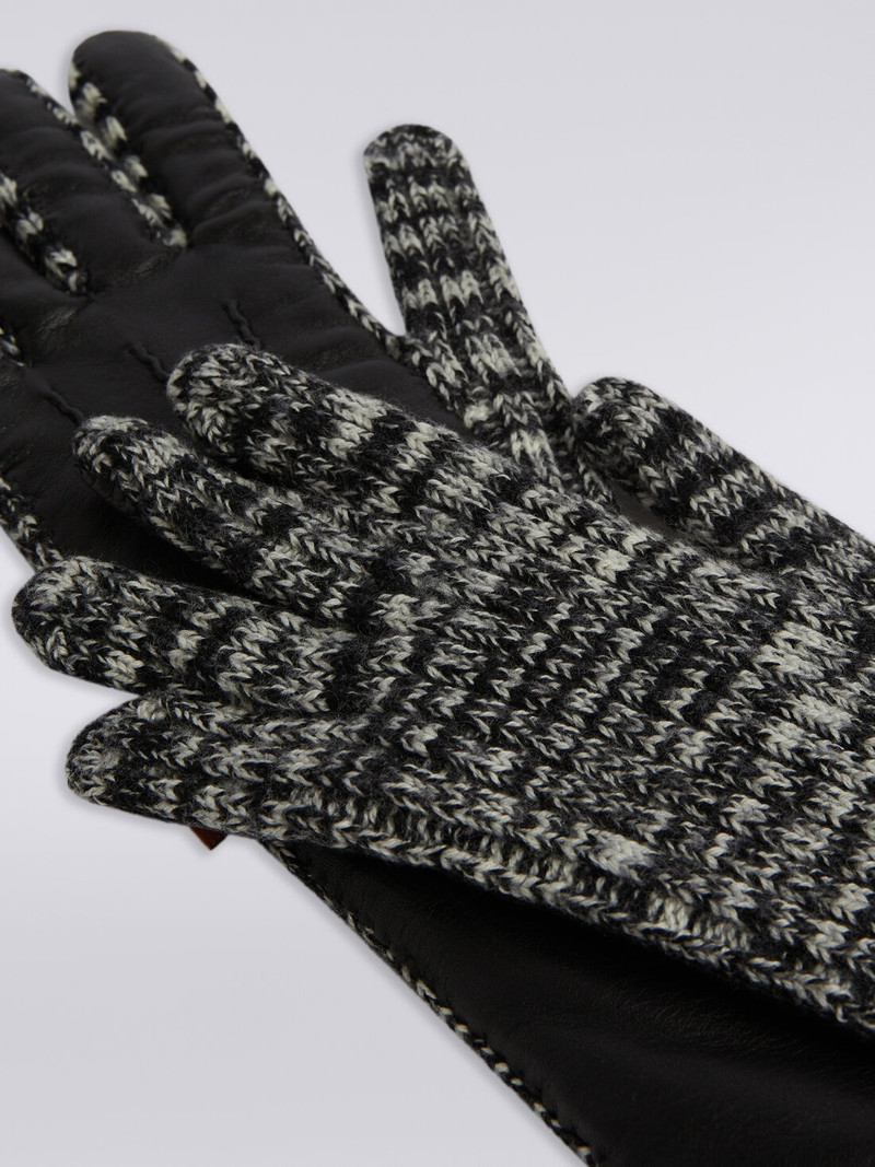 Missoni Long leather and slub wool gloves outlook
