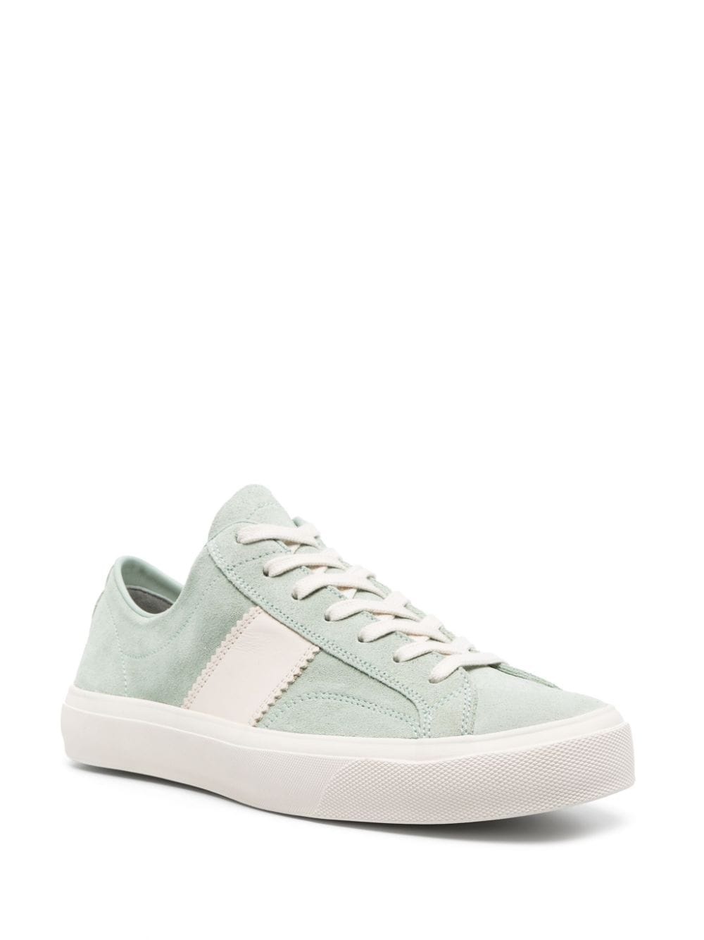 panelled lace-up suede sneakers - 2