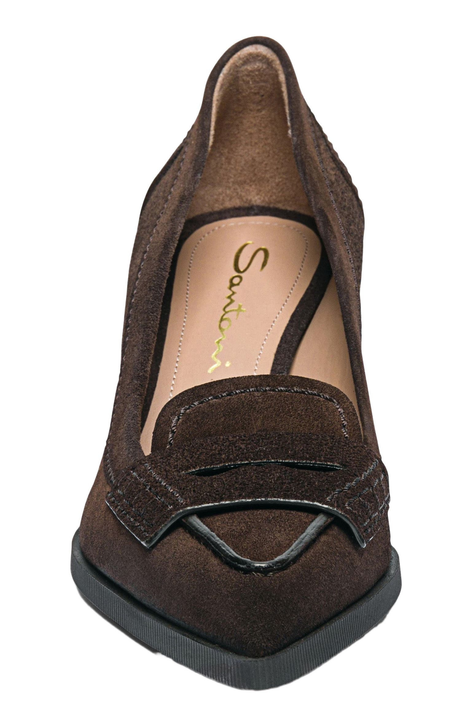 Santoni Women's suede mid-heel pump in Brown at Nordstrom - 4