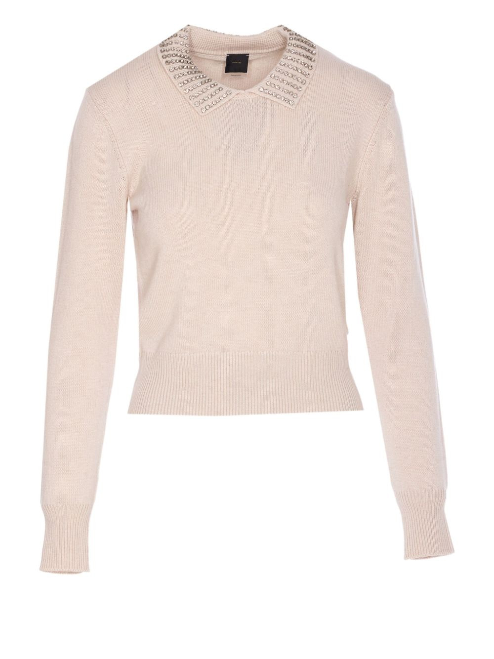 crystal-collar crewneck sweater - 1