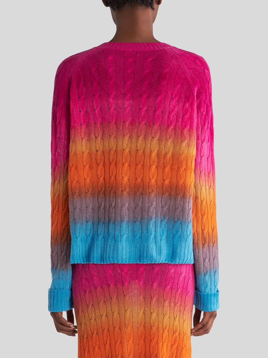 COLOUR SHADED CABLE WOOL JUMPER - 5