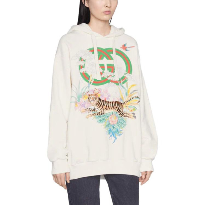 GUCCI Gucci Tiger Interlocking G hooded sweatshirt outlook