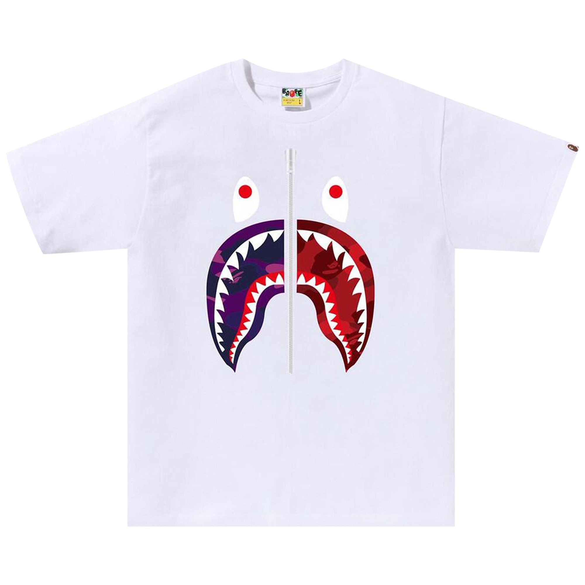 BAPE Color Camo Separate Shark Tee 'White/Purple' - 1