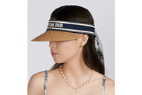 DIOR ディオリヴィエラ D-オーシャンバイザー（ミッツァ付き） D-Ocean Visor with Mitzah Straw with Blue and White