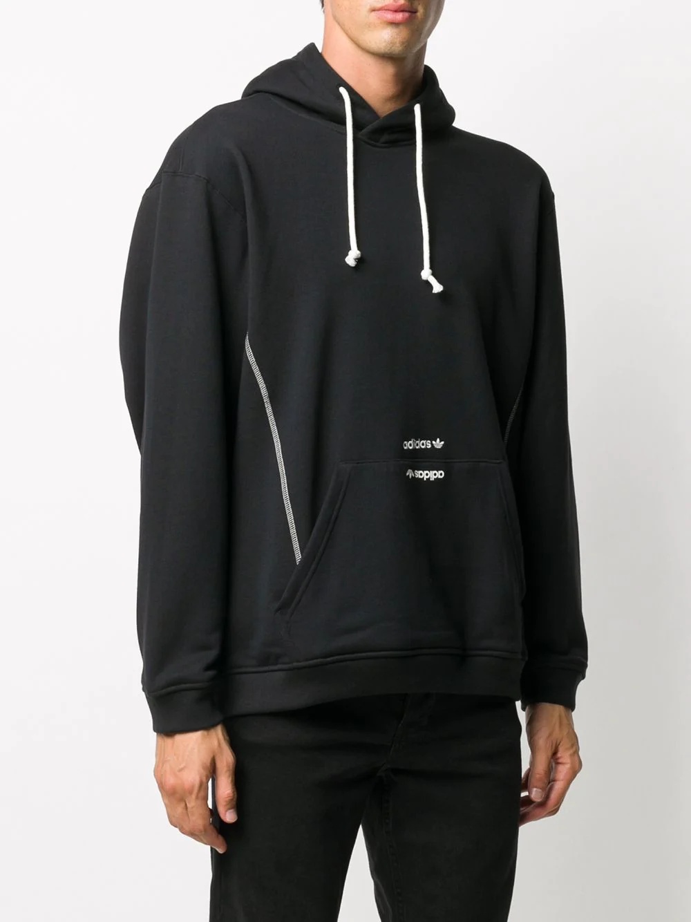 logo embroidered drawstring hoodie - 3