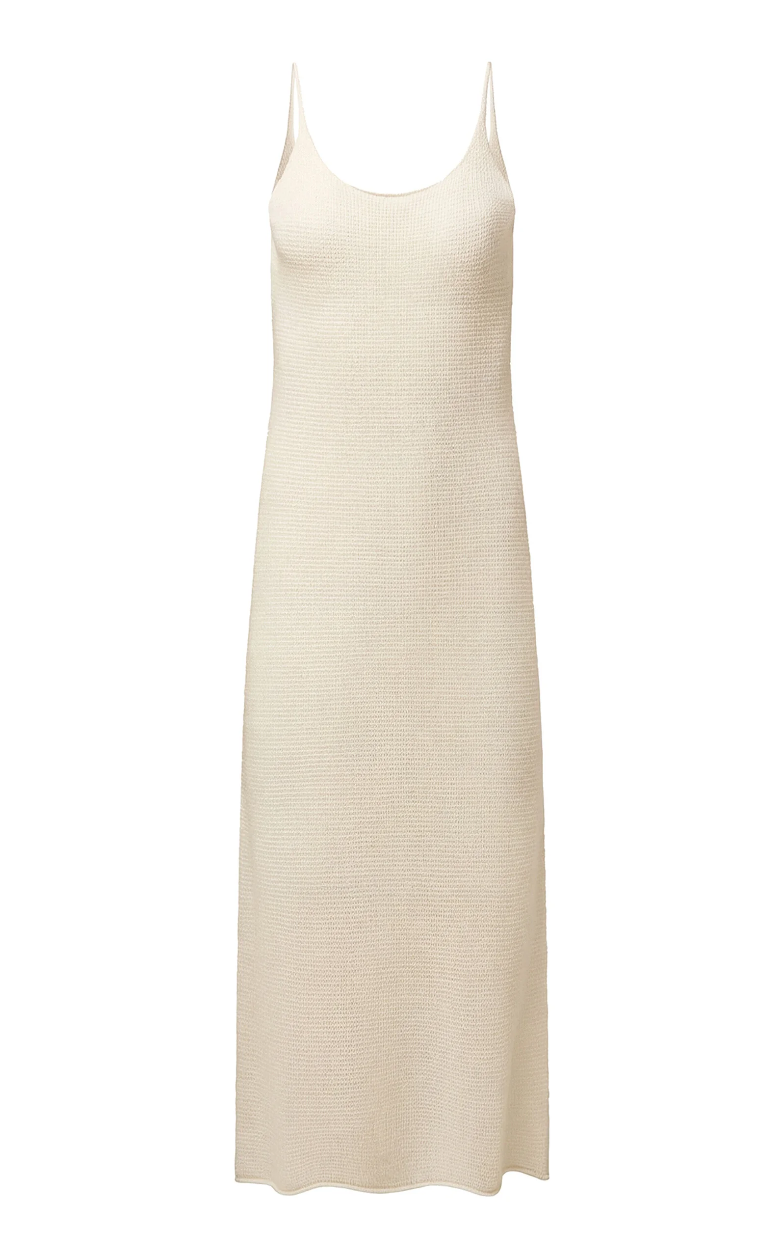 Textured Linen Sweater Scoop Maxi Dress ivory - 1
