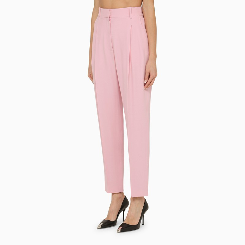 Alexander Mcqueen Pink Regular Trousers With Pleats Women - 3