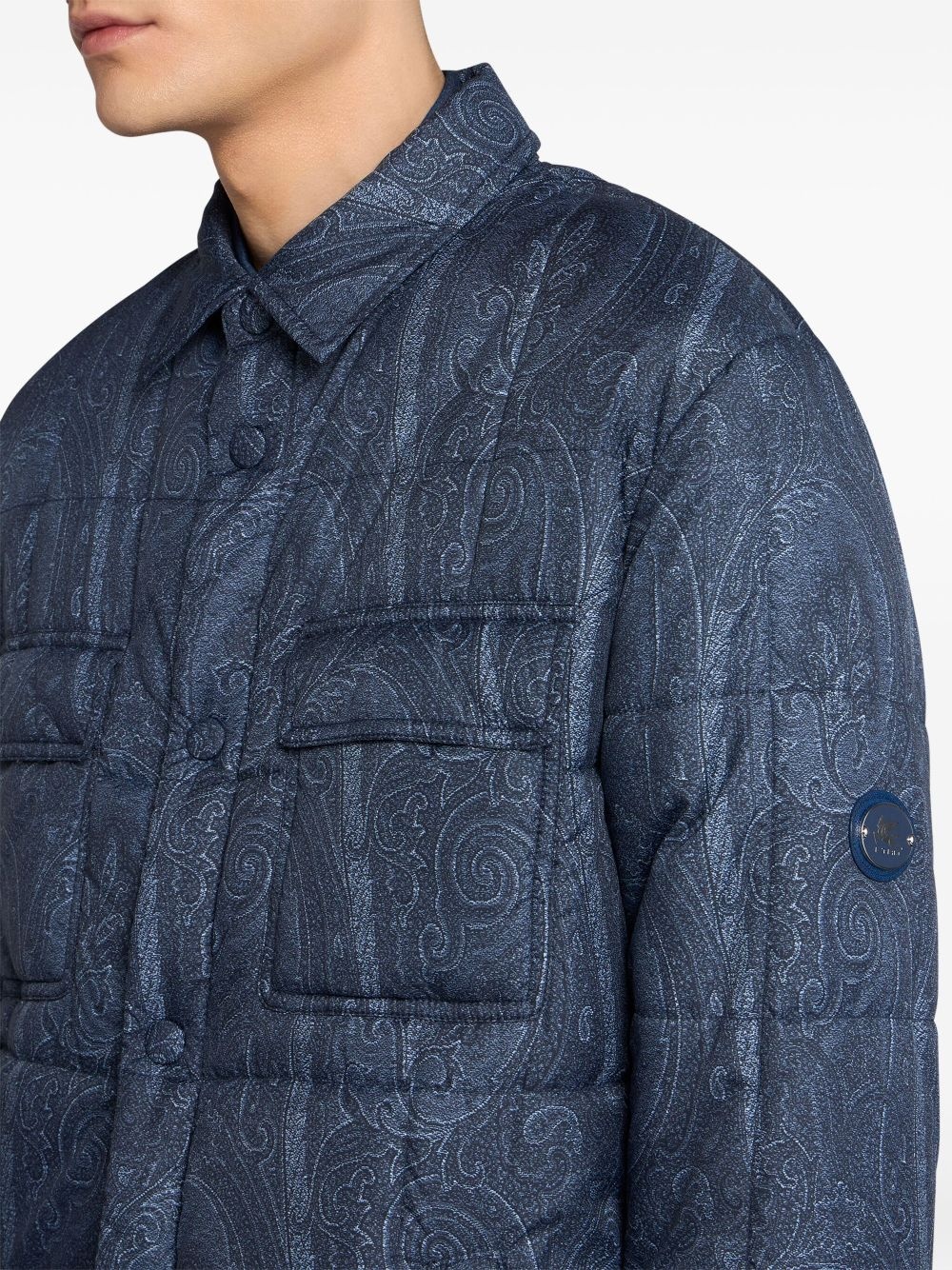 quilted printed shirt jacket - 4