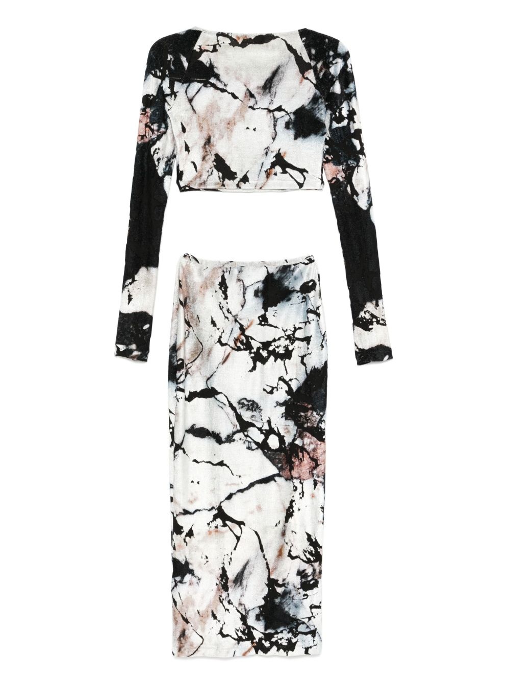 marble-print skirt set - 2