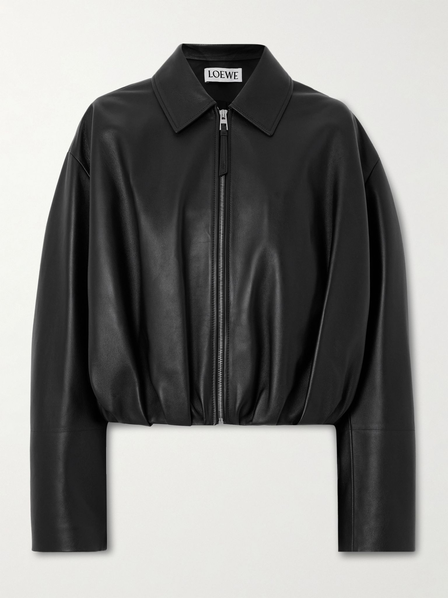 Gathered leather jacket Black - 1