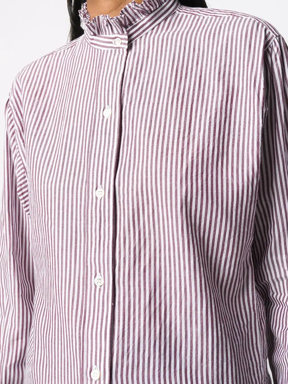 ruffled neck striped shirt - 5