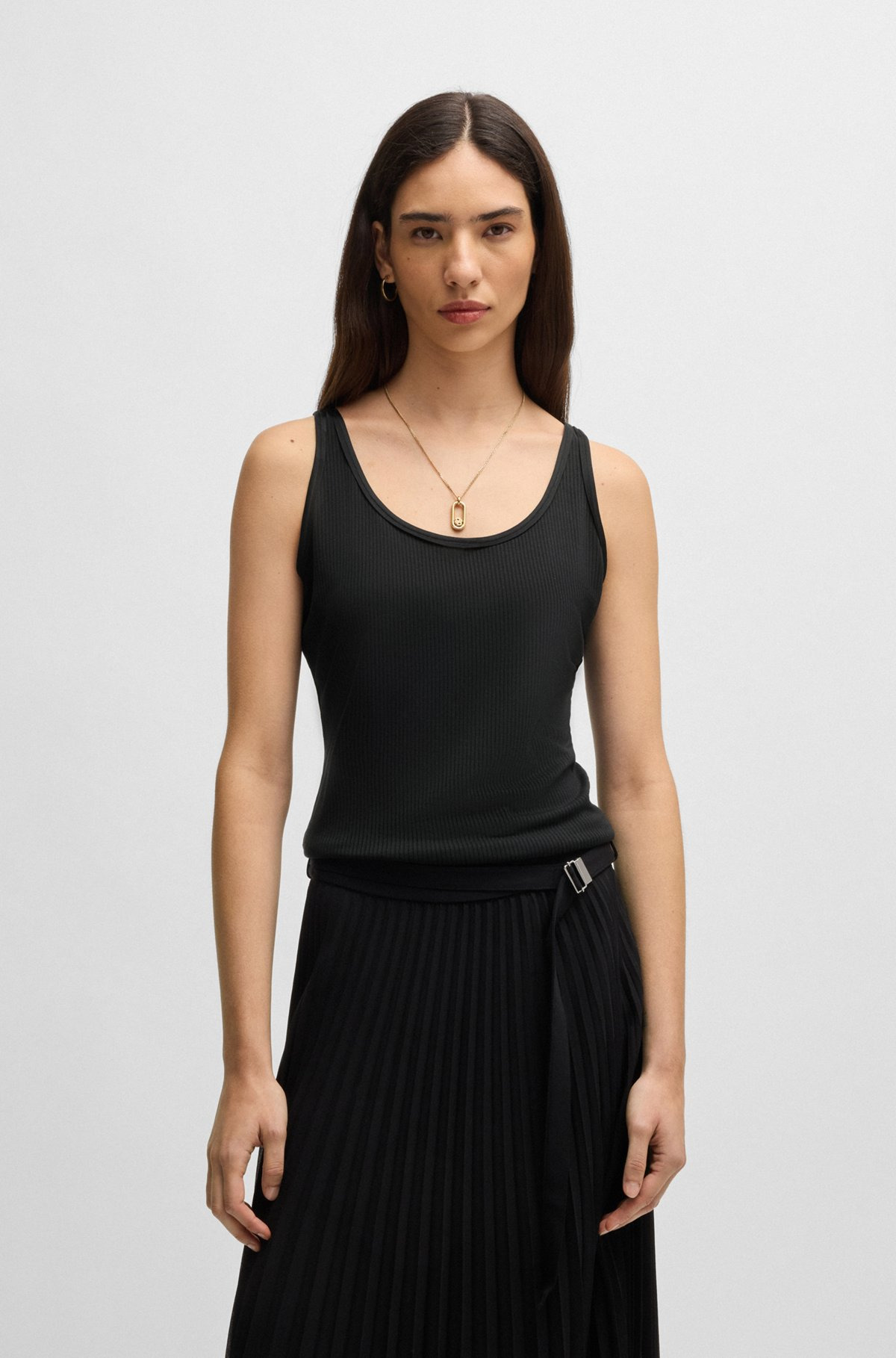 SHEER TANK TOP WITH RIBBED STRUCTURE - 2