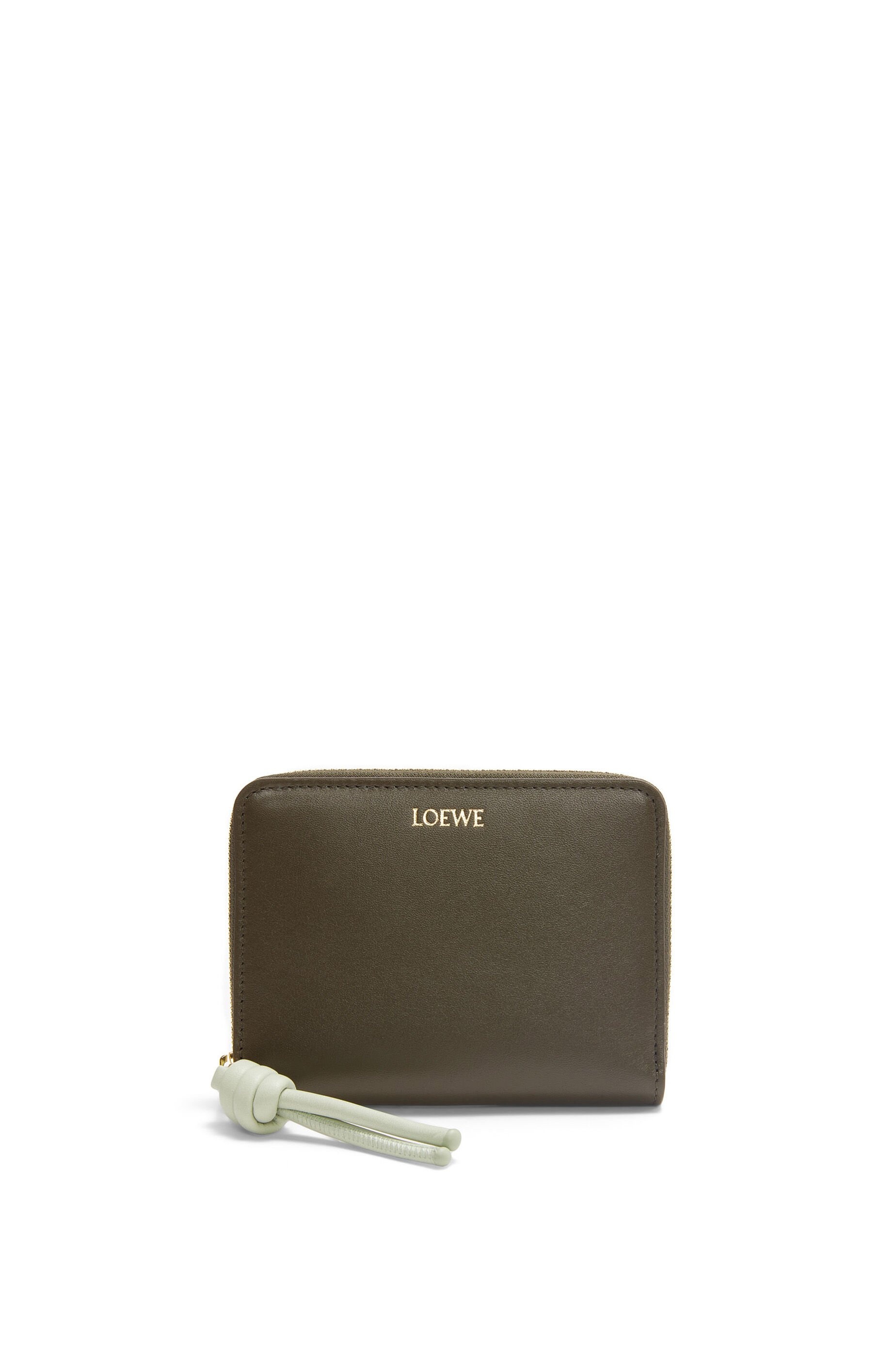 Knot compact zip wallet in shiny nappa calfskin - 1