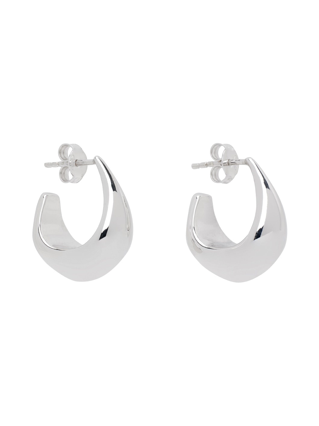 Silver Curved Mini Drop Earrings - 2