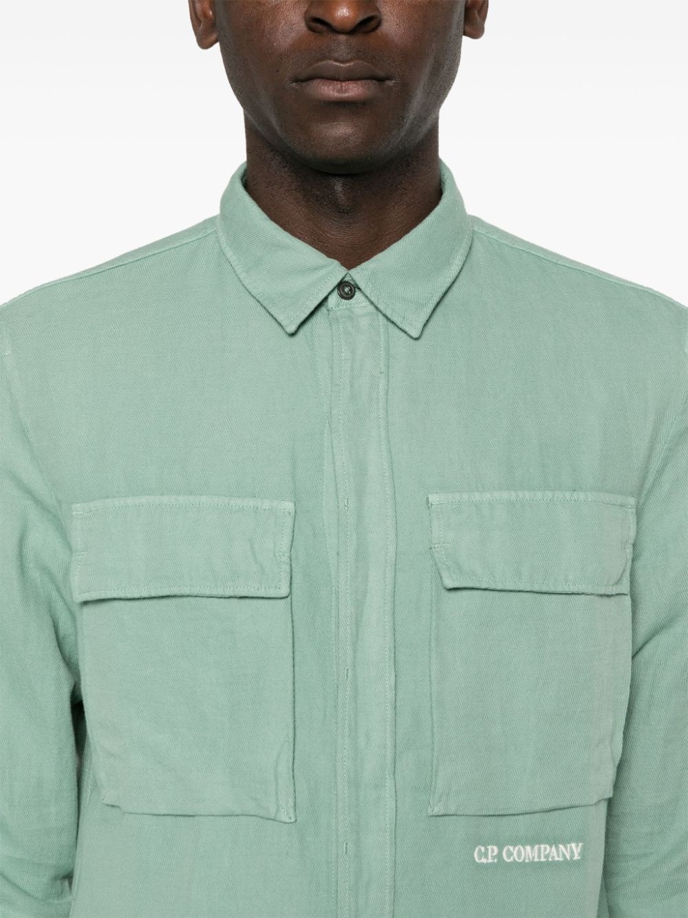 logo-embroidered long-sleeve shirt - 5