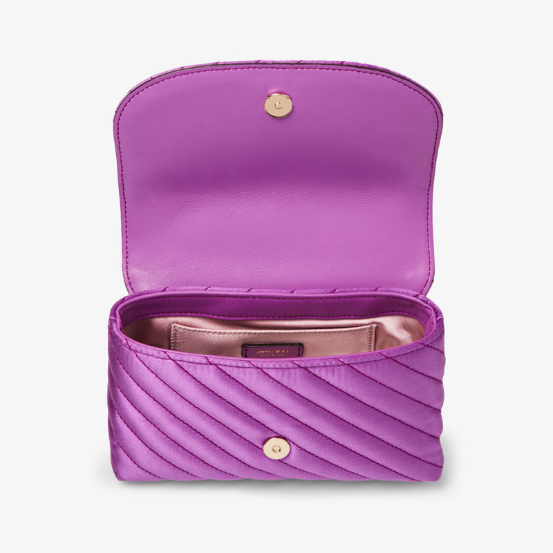 Curve Cross Body Small Violet Orchid Quilted Satin Crossbody with Crystal JC Bar 5