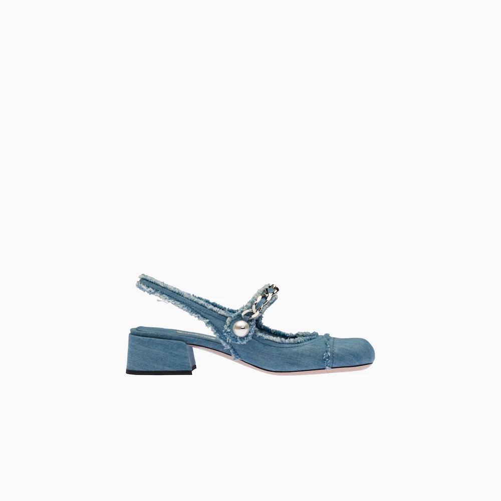 Denim slingback pumps - 2