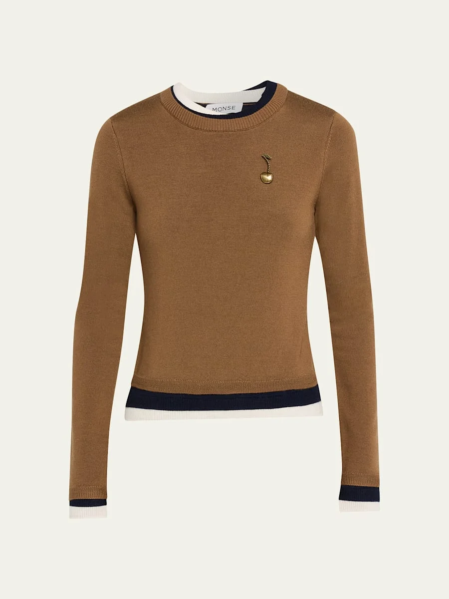 Triple-Layer Wool Crewneck Sweater - 1