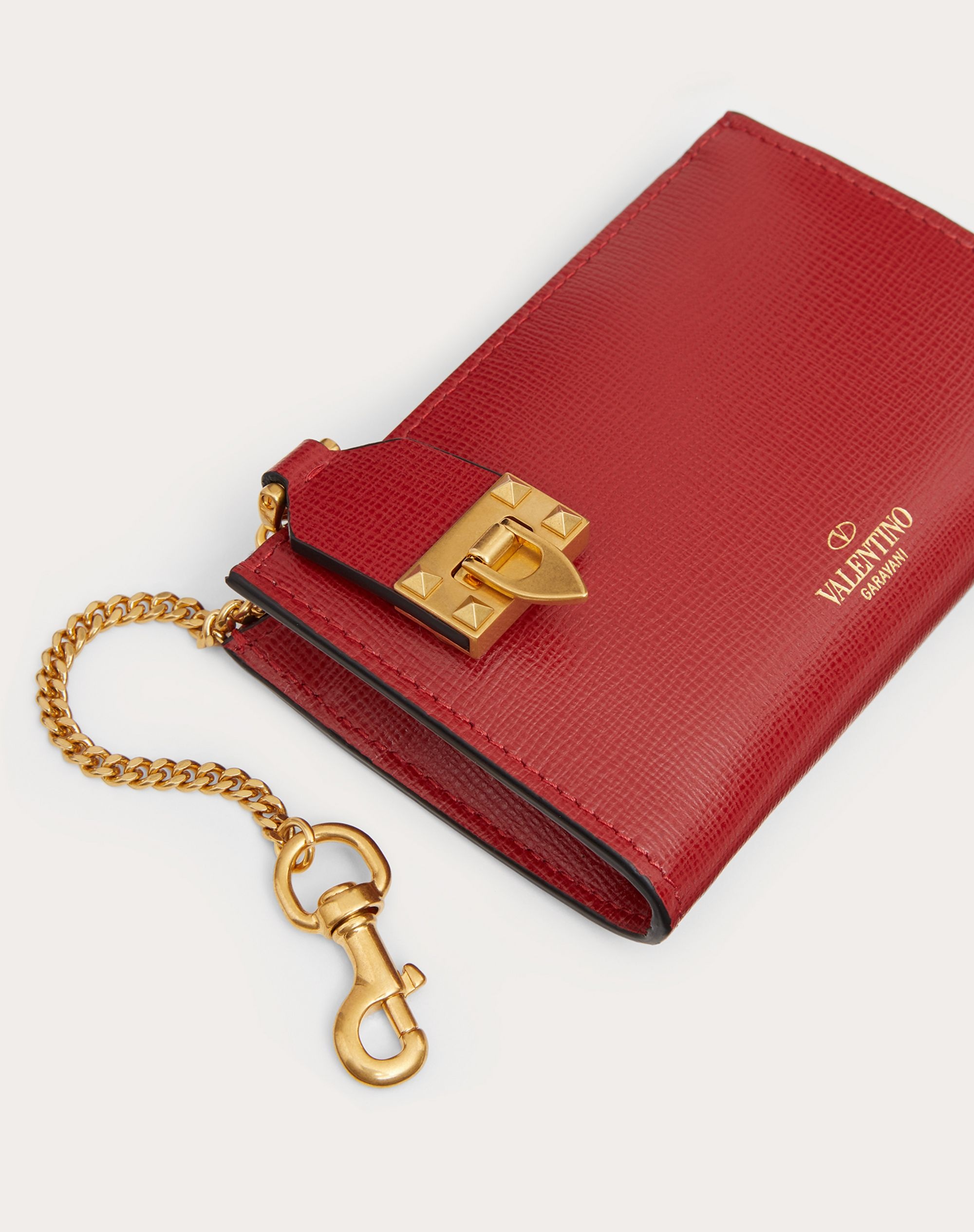 VALENTINO GARAVANI ROCKSTUD ZIPPER COIN PURSE AND CARDHOLDER IN GRAINY CALFSKIN LEATHER - 2